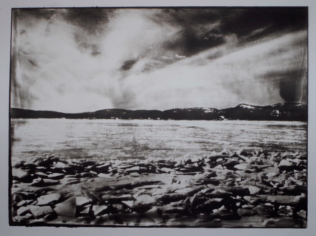<em>Sleepy Hollow Ice on River</em>, 2026, palladium print on paper. (Photo courtesy of the artist.)